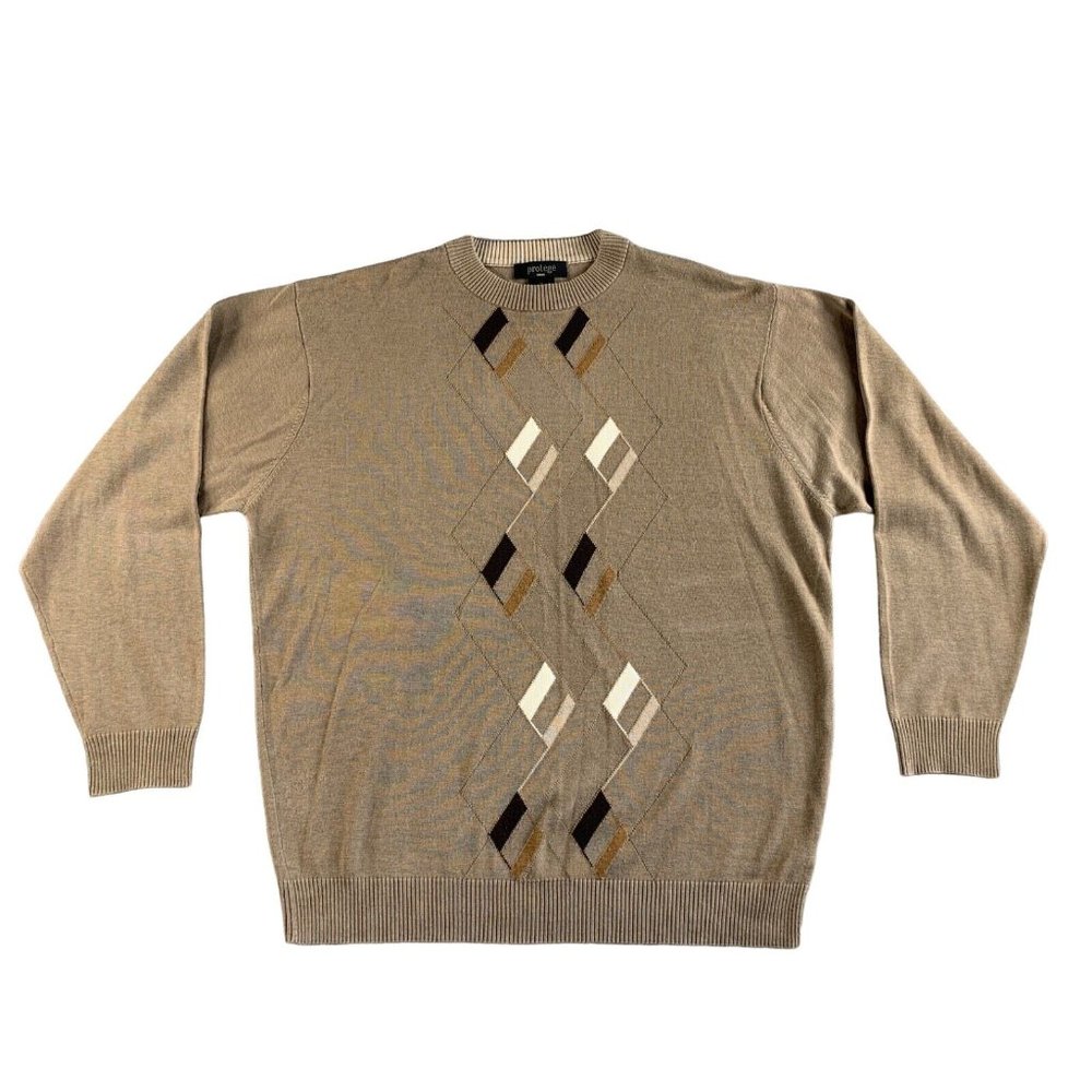 Protege Sweater Mens Extra Large XL Silk Blend Argyle‎ Pullover Long Sleeve